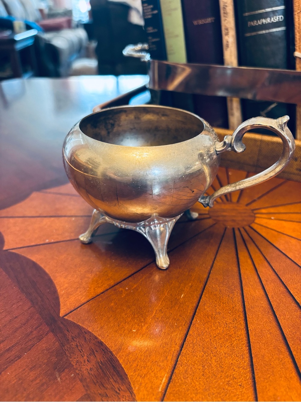 Vintage Silver-Tone Footed Creamer with Handle